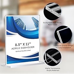 30 Pack Acrylic Sign Holder 8.5 x 11, Double-Sided