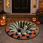 Halloween Optical Illusion Rug, 3D Halloween Rug, Skeleton Vortex 3D Rugs Optical Illusion, Halloween Rugs Indoor, Non-Slip Soft Fabric for Living Room Bedroom Halloween Decor (36 * 36in)