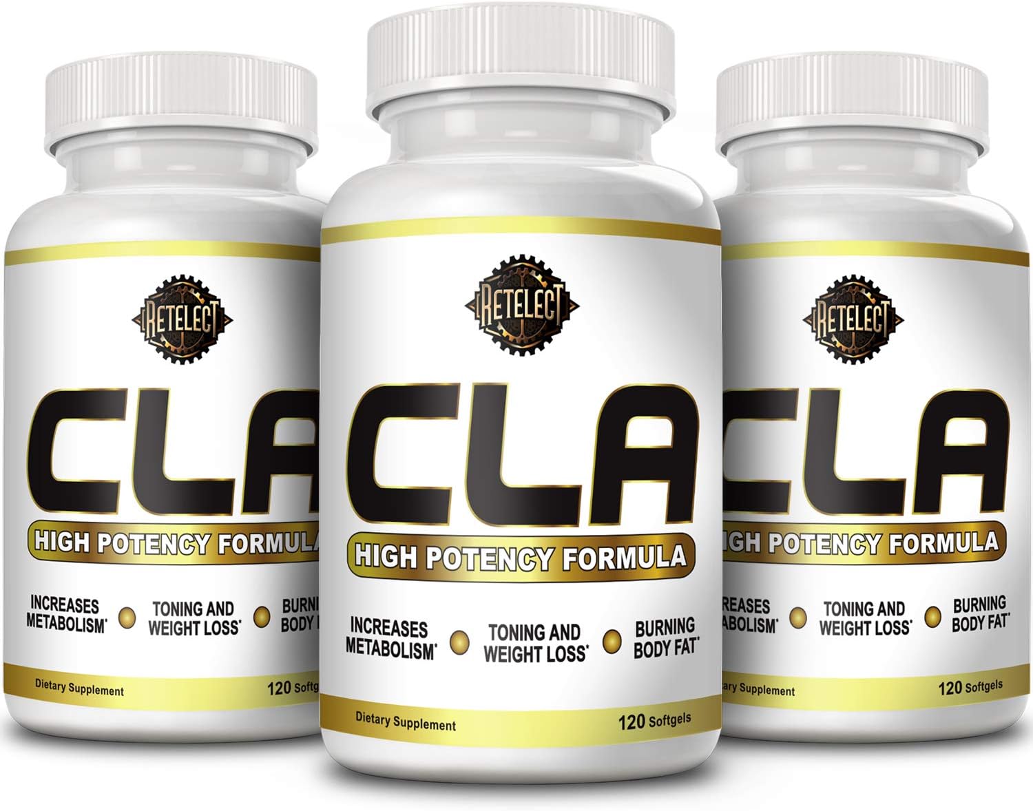 Retelect Extra Strength Vegan Friendly 1500mg CLA (Conjugated Linoleic Acid) Weight Loss and Fat Burner Softgels Made from Safflower Seeds Increase Lean Muscle Mass Non Stimulating