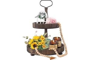 2-Tier Wood Tiered Tray,Elegant Cake Stand,Tower Iron Metal Candies Cookie Fruits Buffet Cupcake Stand,Cupcake Tea Party Past