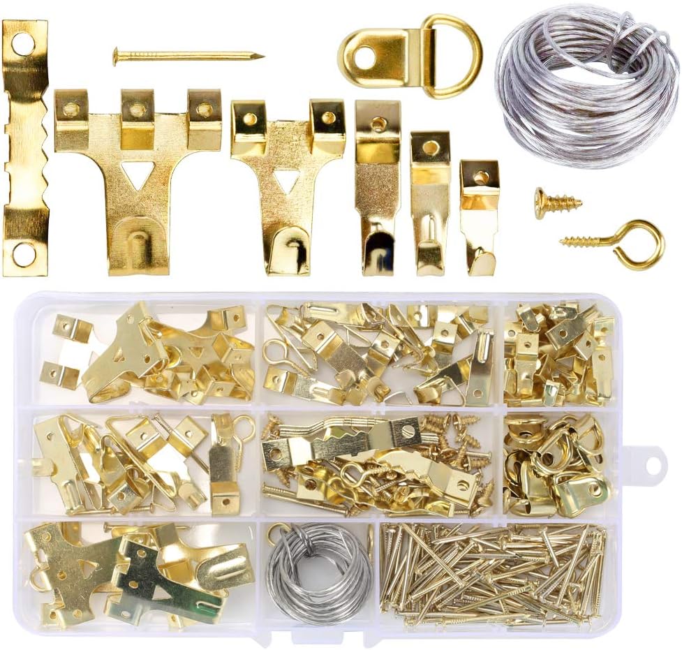 ManLee 220Pcs Picture Hooks for Hard Walls Picture Hanging Kit Photo