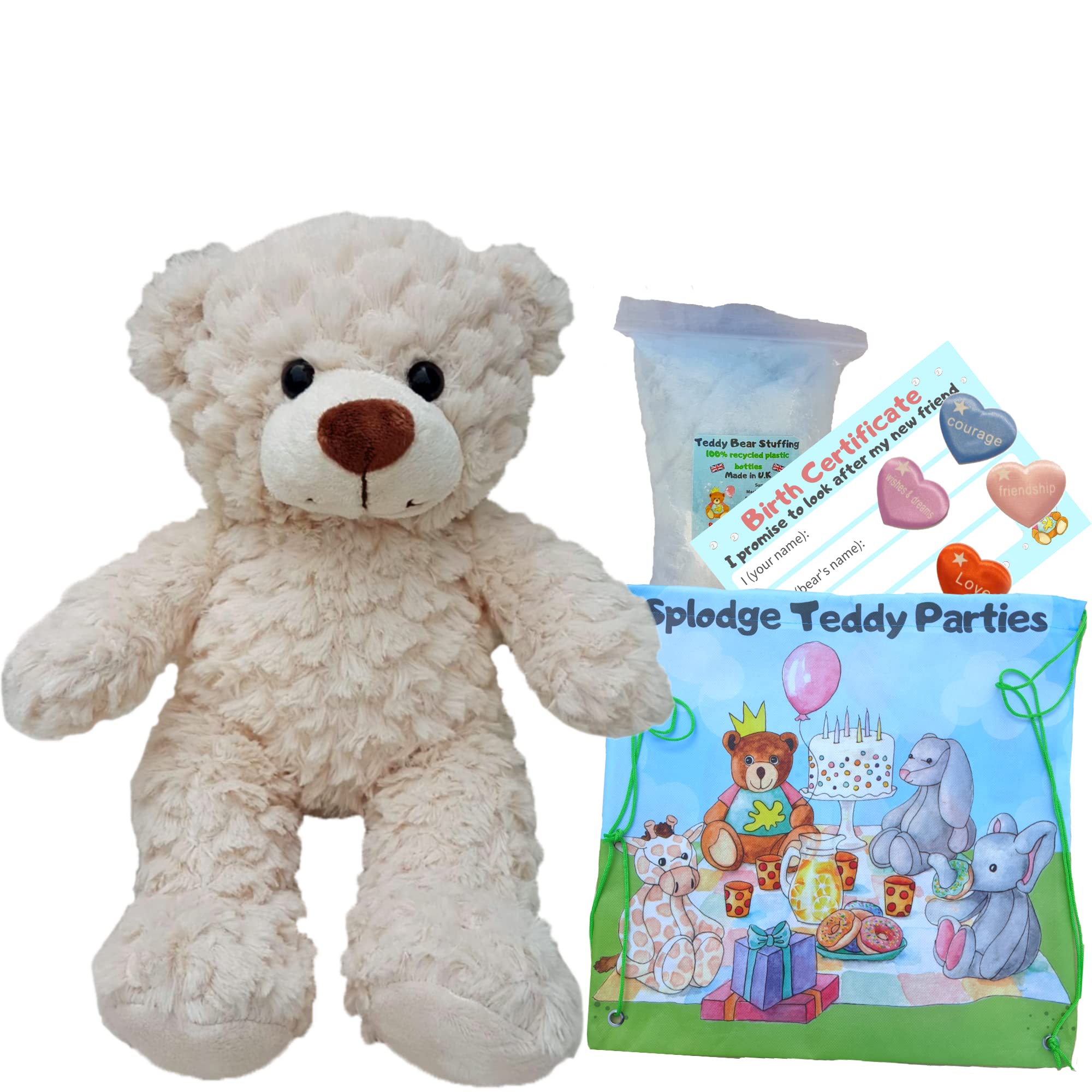 Crinkle Cream Teddy Bear - Soft Plush Toy - 16 inch / 40cm - Build your own Teddy Bear Kit