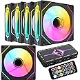 RGB Fans:5pack 120mm PWM ARGB Case Fan with Fan Hub and Remote,Speed Control,PWM Control Fan for Computer Case and Liquid Cooling System