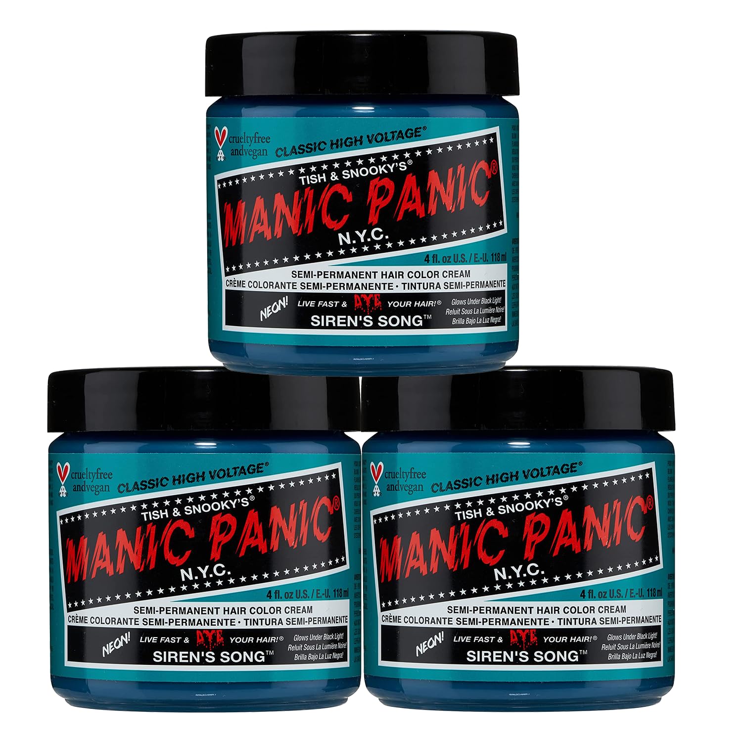 Manic Panic High Voltage Classic Cream Formula, Siren'S Song, 4oz (3 Pack)