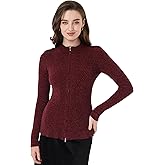 AmélieBoutik Women Zip Front Jacket Casual Lightweight Cardigan Zip Up Sweater Tops Long Sleeve Knitted Sweatshirts