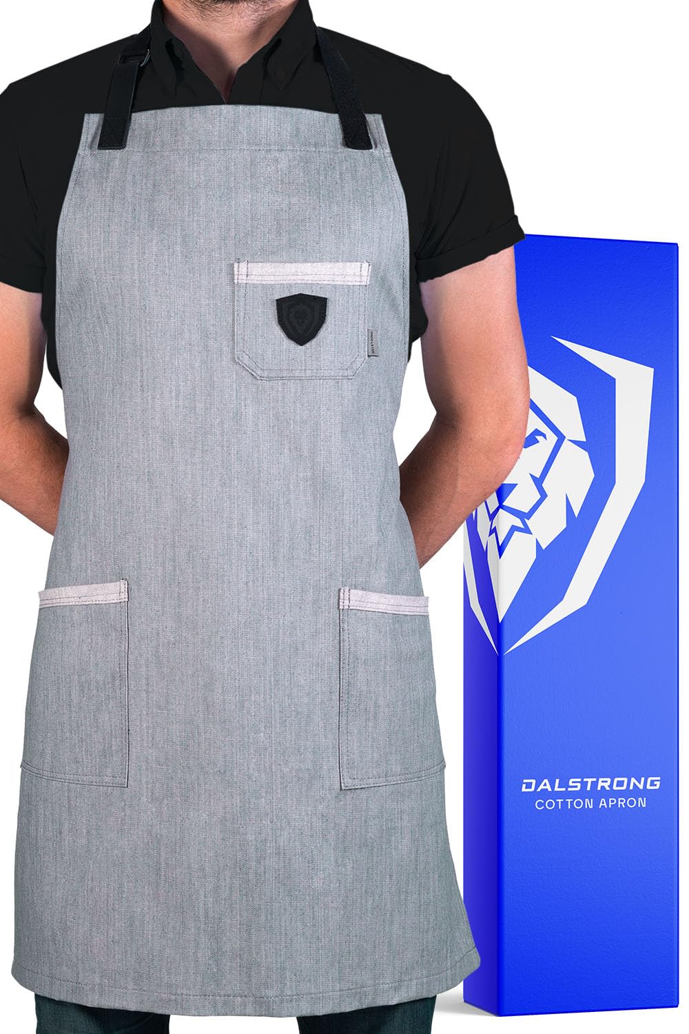 DALSTRONG Professional Chef's Kitchen Apron - 100% Cotton Denim - The Gandalf - 4 Storage Pockets - Liquid Repellent Coating - Genuine Leather Accents - Adjustable Straps — image 1