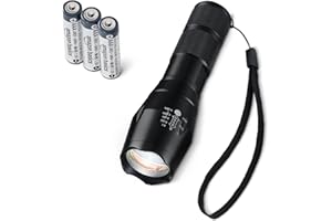 �鶹�� Basics Handheld LED Flashlight, 200 high Lumen flashlights Adjustable Brightness Focus, Black