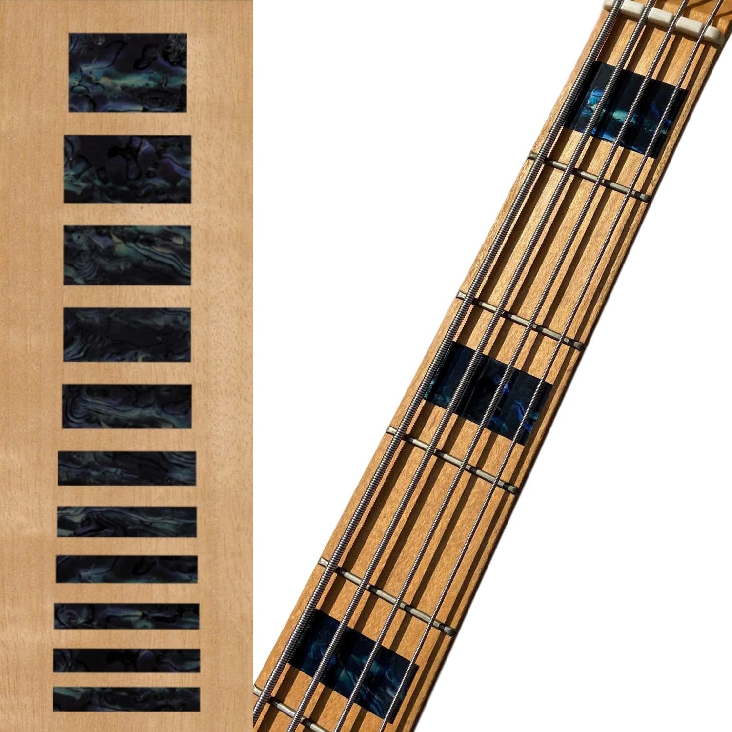 Inlaystickers Fret Markers for Guitars & Bass - Jazz Bass Blocks - Black Pearl, FB-101J-BP