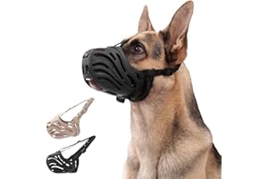 KnJuLee Dog Muzzle, Silicone Dog Muzzle, Durable, Breathable, Anti Bite, Anti Barking, Allow for Drinking Water, Adjustable Strap, Suitable for Small to Large Dogs (Black, L)