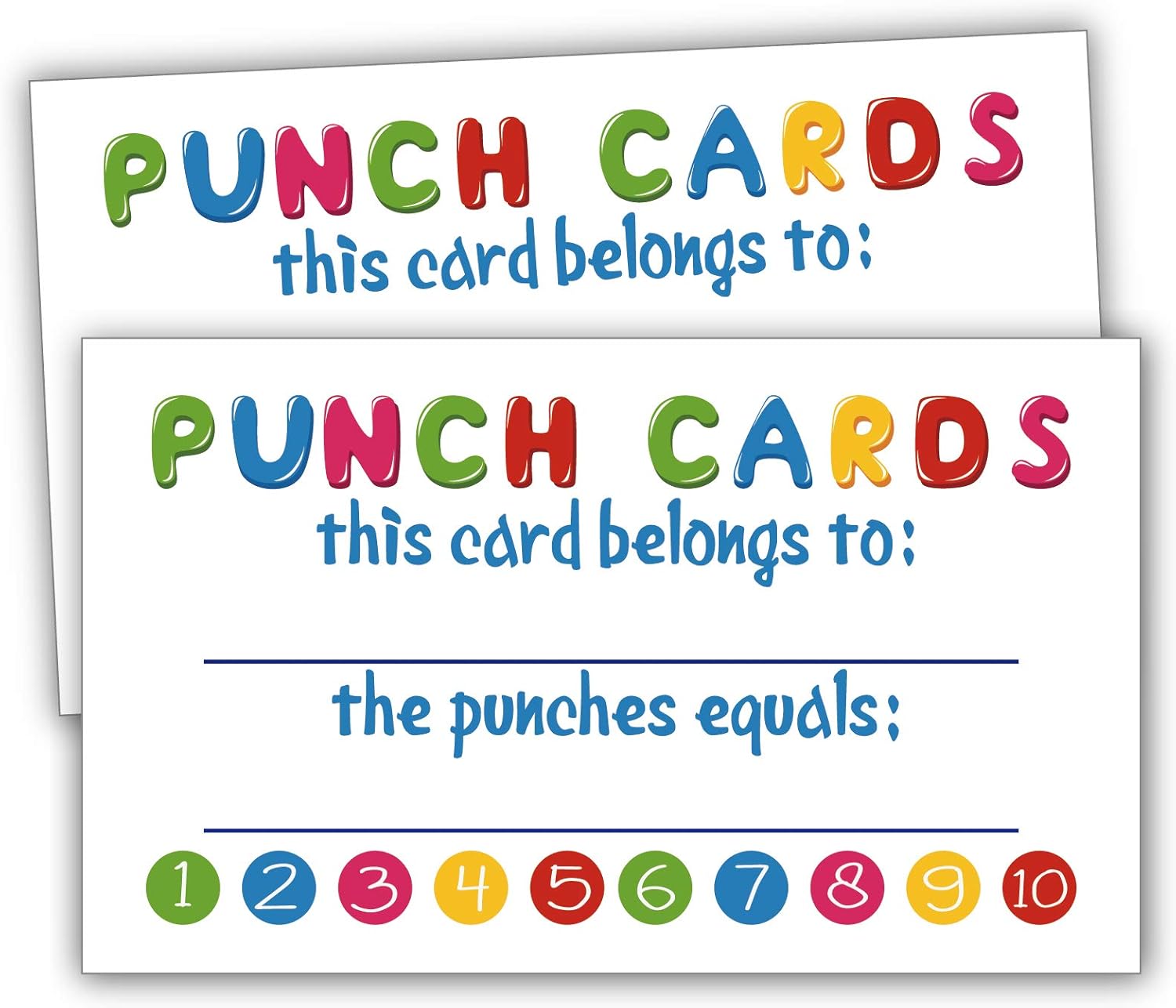 Incentive Cards-50 Rewards Punch Cards for Kids, Students, Teachers, Small Business, Classroom, Chores, Reading Incentive Awards for Teaching Reinforcement Loyalty Cards for Business Customers. : Office Products