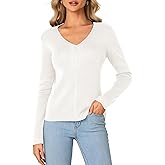 LYANER Women's Fall Sweaters V Neck Long Sleeve Slim Fit Pullover Knitted Tops