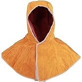 Leapiture Cowhide Leather Welding Hood Full Protective Welder Hood with shoulder Cape Leathers Welding Head Cover Grinding Protective Gear for Men Women