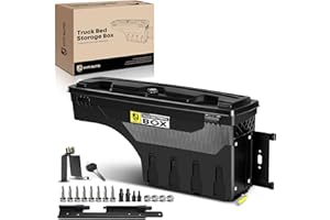 YHTAUTO Passenger Side Truck Bed Storage Tool Box Lockable Fits 2019-2023 Chevrolet Silverado GMC Sierra 1500, W/O Multi-Pro Tailgate or CarbonPro Bed, Swing Waterproof Wheel Well ToolBox