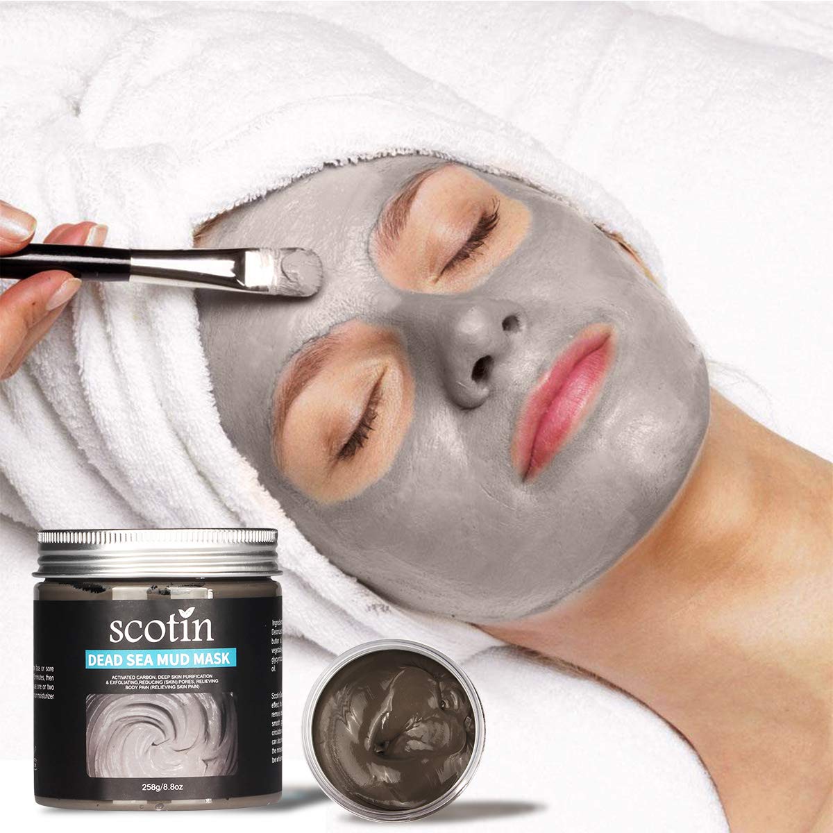 Pure Natural Dead Sea Mud Mask for Face and Body,Purifying Face Mask for Acne, Blackheads. Facial Pore Minimizer, Reducer & Pores Cleanser Treatment