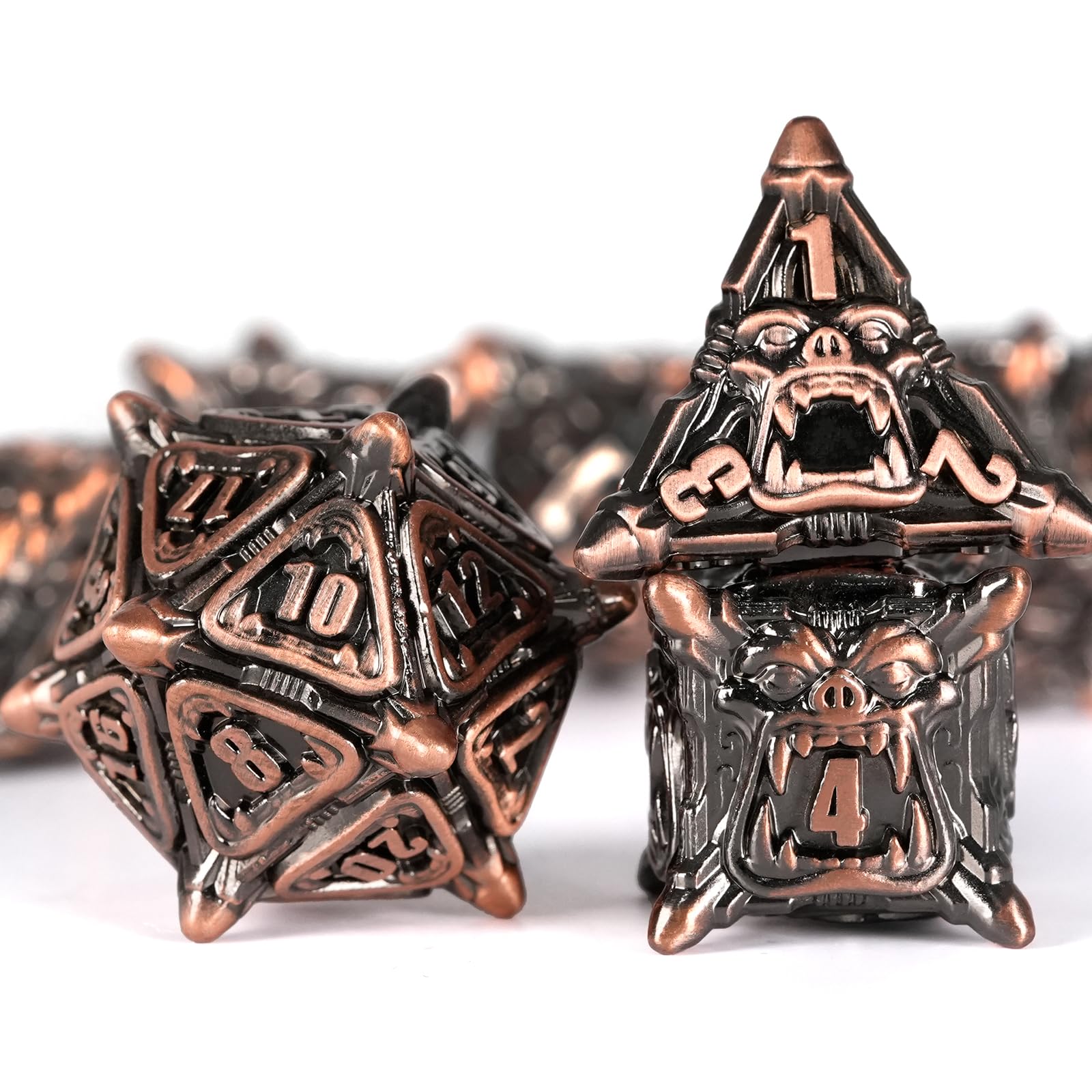 HKDZ 7-Die Metal DND Dice, Polyhedral Dice Set for Role Playing Game Dungeons and Dragons D&D Dice Board Games for Pathfinder Warhammer MTG RPG Board Games Copper Antique — image 1