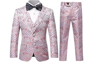 Boys Tuxedo Suit Shiny Fashion Dress 2 Pieces Blazer Pants Sequin Formal