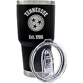 Premium 30 oz Tennessee Black Tumbler with Slider Lid - Engraved Tennessee Flag Design, Stainless Steel Vacuum Insulated Travel Mug, Perfect for Hot/Cold Beverages, Tennessee Gifts and Souvenirs