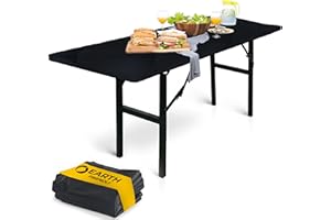 LINPRO 5Pk Plastic Picnic Table Cloths Disposable for Parties 8ft Picnic Table Covers with Elastic Fitted Camping Tablecloth Elastic Table Cover Rectangle Black Tablecloth Outdoor & Folding Tables