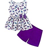 zarmfly Girls 2 Piece Outfit Summer Short Set Sleeveless Bow Knot Tank Top and Shorts Cute Clothes for Toddler Girls