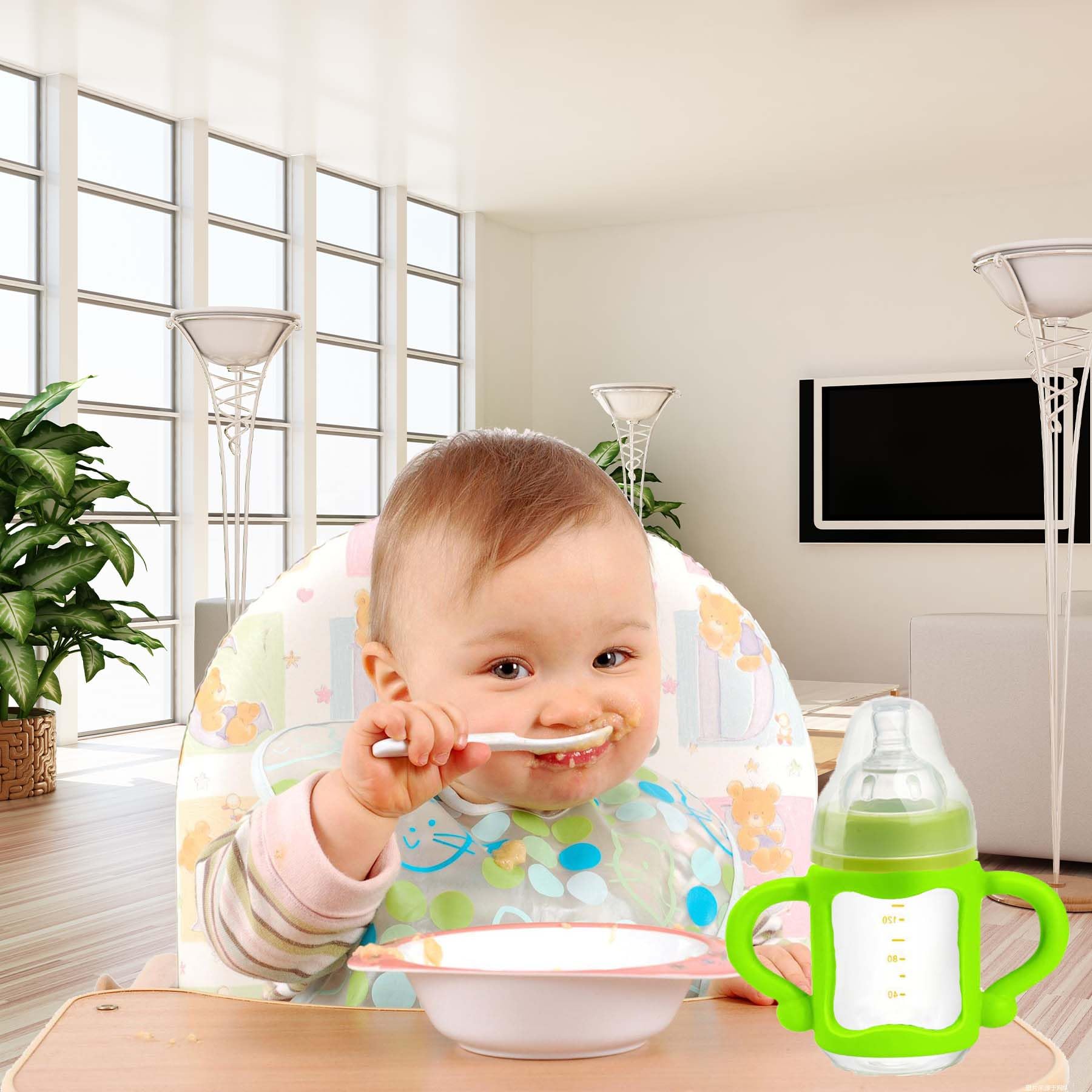 RTMOK Bottle Handles for Dr. Brown's Narrow Baby, Wide-Neck, Removable Easy-Grip Transitional Sippy Cup Handles, 100% Silicone-BPA-Free Material, 4m+ (Blue+Green+Yellow)