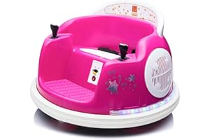 u URideon Ride On Bumper car for Kids, 6V Electric Vehicle Ride on Toys with Remote Control, Music,Colorful Flashing Lights,Battery Powered (Pink)