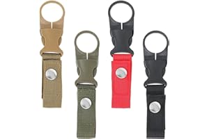 4 Tactical Water Bottle Holder Clip, Molle Webbing Quick Release Buckle, Durable Nylon Water Bottle Carrier for Outdoor Hikin