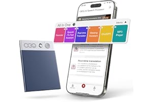 OEQ AI Voice Recorder,64GB Voice Recorder by App Control, AI Speech Processor with Simultaneous Interpretation &AI Real-timeTranscription Powered by ChatGPT, Smart Recorder Device,Blue