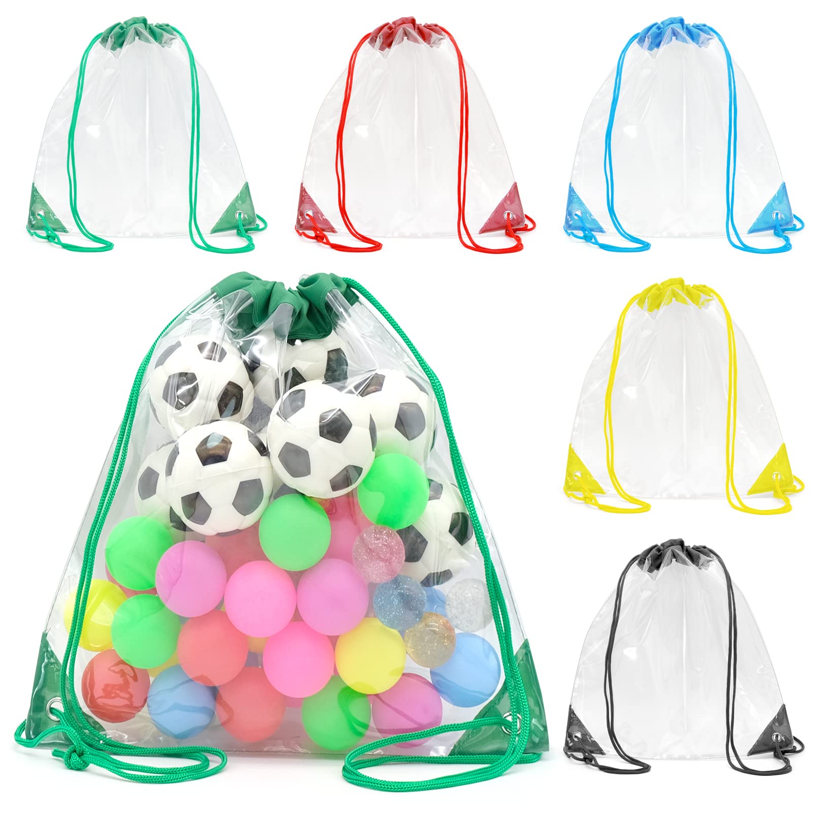 Bakiauli 5 Pieces Waterproof Drawstring Bags, Draw String Bags Pack PE Bag Swimming Bag for Gym Sport Outdoor Travel School — image 1