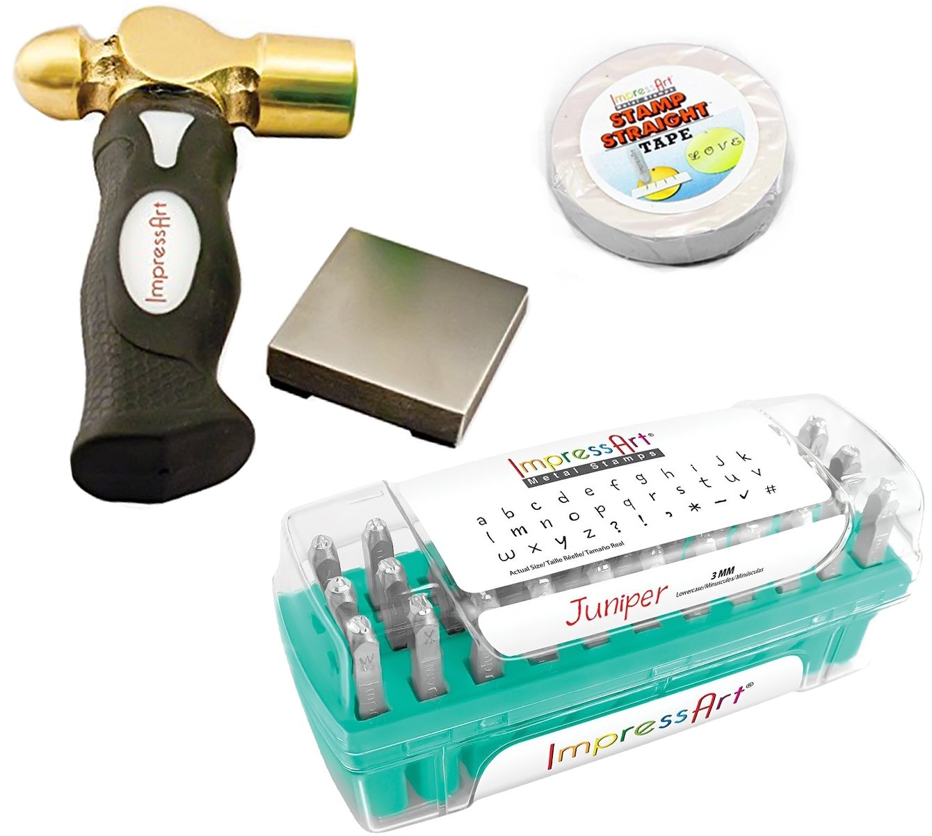 Juniper Lowercase Stamp Straight Tape ImpressArt 3mm Metal Stamping Kit