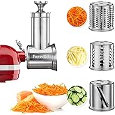 Stainless Steel Slicer Shredder Attachment for KitchenAid Mixers, Dishwasher Safe Vegetable Salad Maker Accessories with 3 Cu