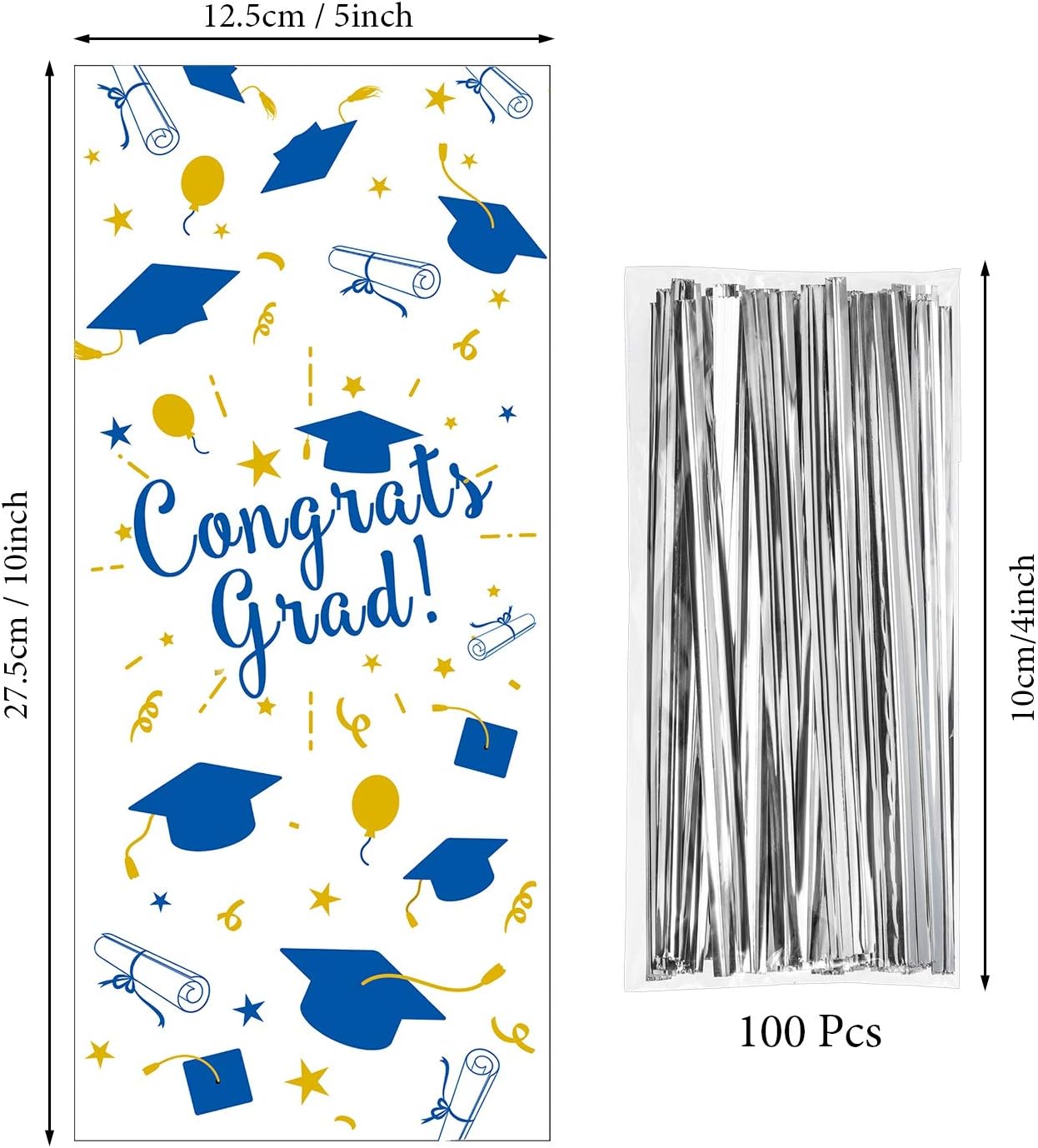 100 Pieces Graduation Cellophane Treat Bags - Image 3