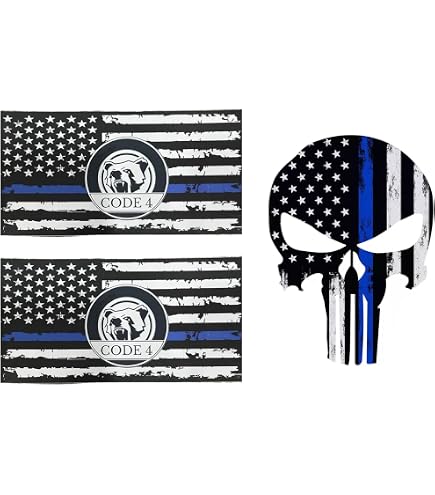EW Designs Gold Sheriff Badge Vinyl Decal | Blue Black American Flag, 4 Inches Tall, Bumper Sticker