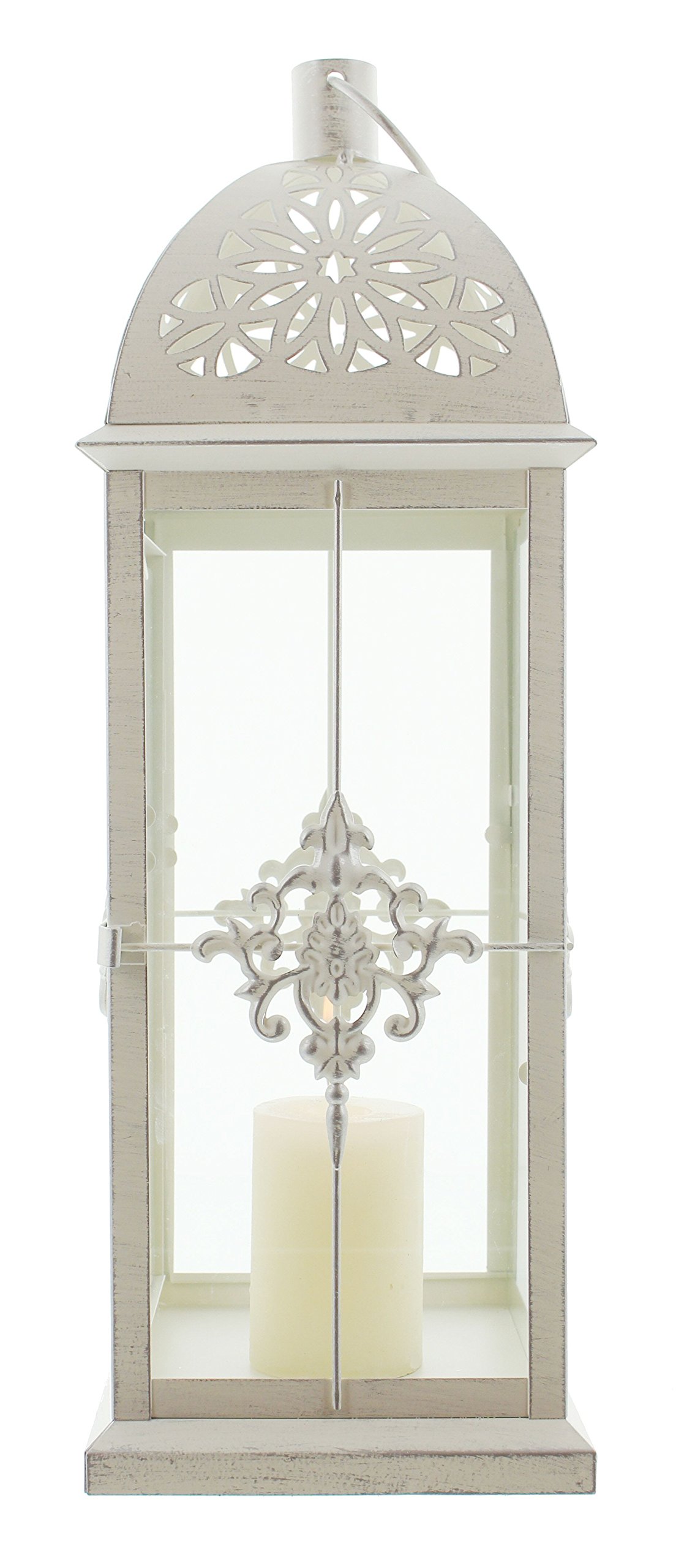Frank Flechtwaren Baroque Metal Lantern, White, Metal Material, Candle Holder