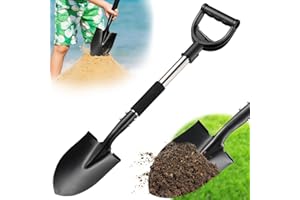 Shovels for Digging Gardening, 31” Small Beach Shovel for Sand, Camping Spade Shovel with Round Point Blade, D-Handle, Comfor