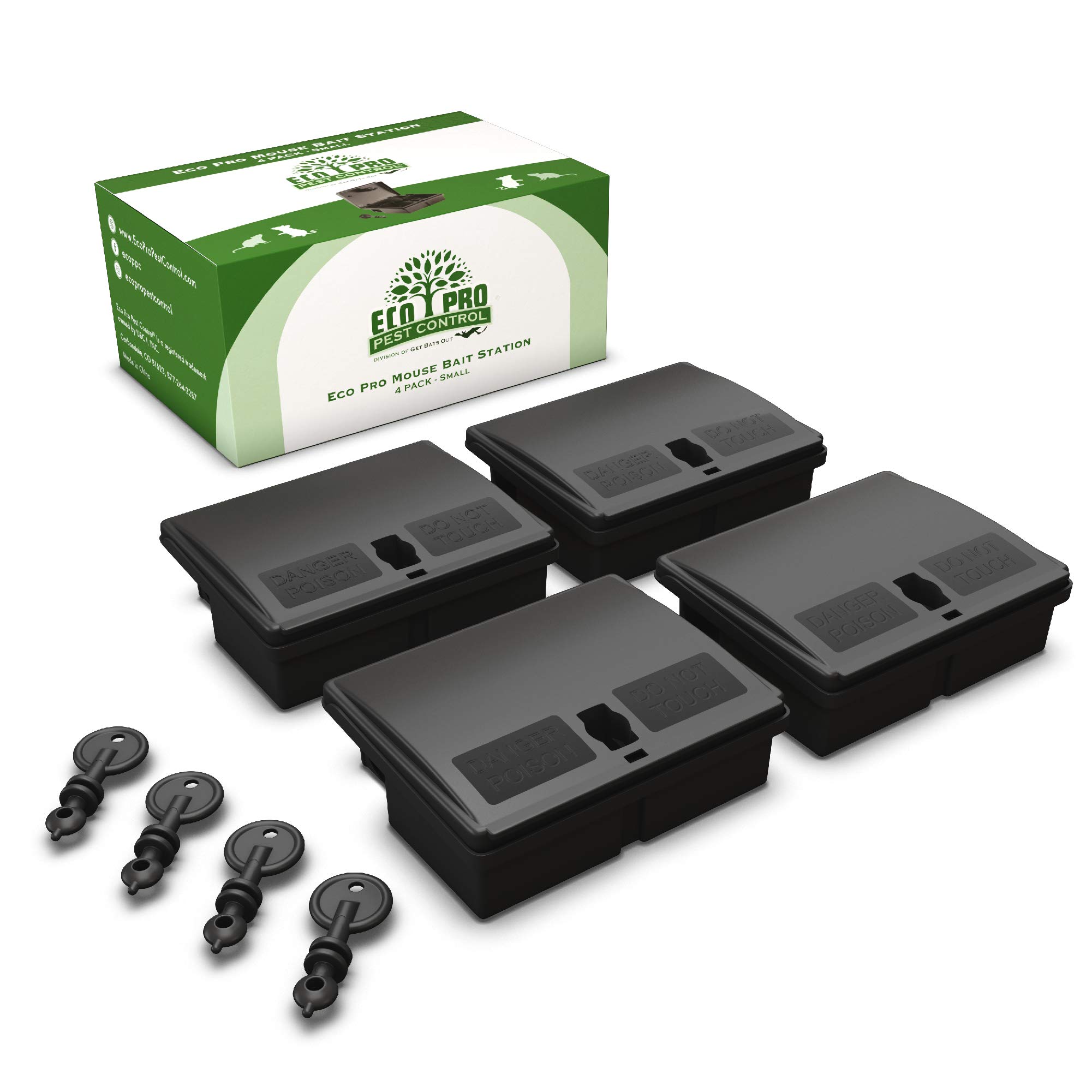 Photo 1 of Mouse Bait Station | 4-Pack Indoor & Outdoor Mouse Bait Stations | Bait (Not Included) is Secured by Lock & Key | Pet & Child-Safe Alternative to Mouse Traps | For Mice Only - by Eco Pro Pest Control
