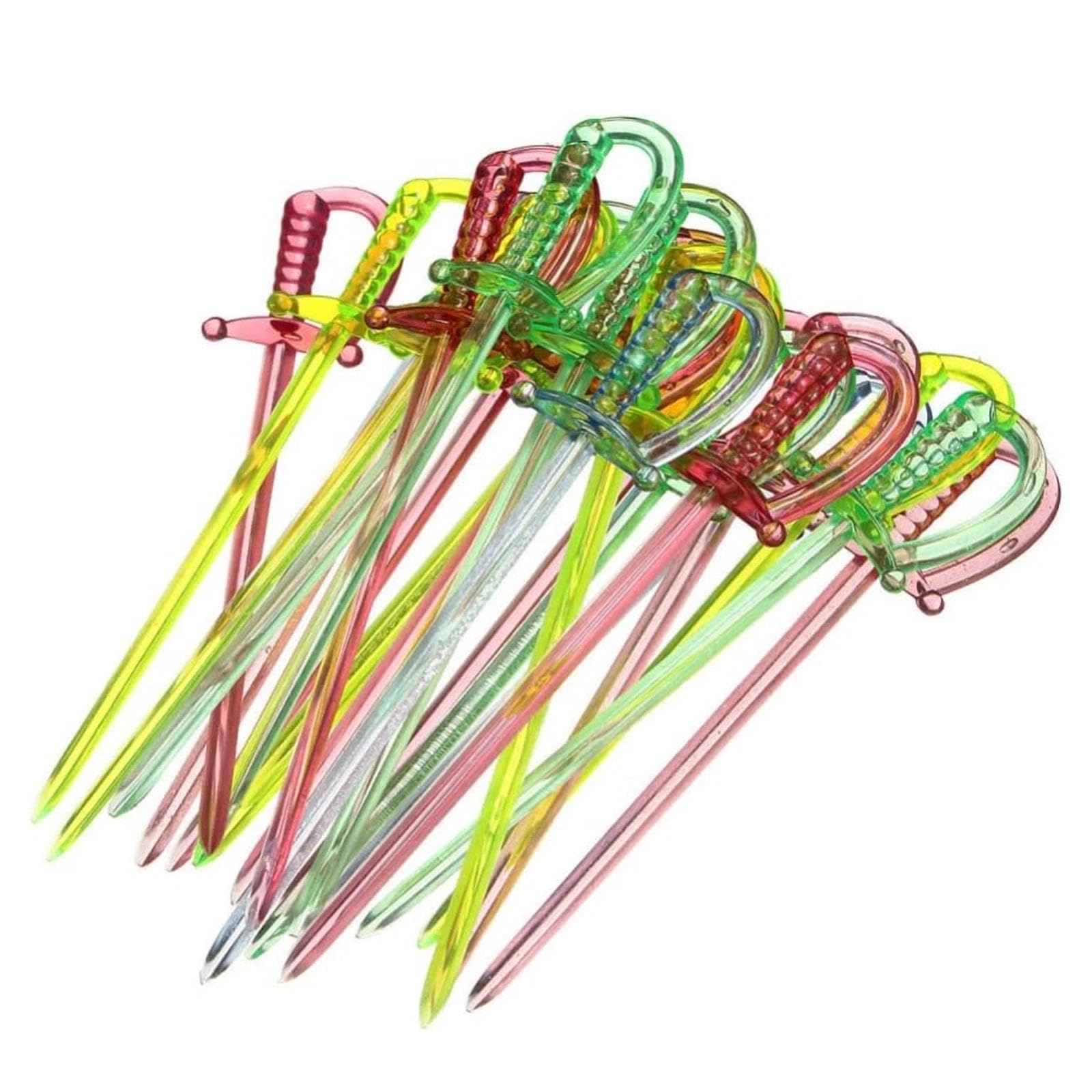 JYTDBCS 100 Pack Retro Cocktail Sword Picks Sticks Plastic Pirate Swords Party Cocktail Swords Plastic Plastic Cocktail Stick Sword Cocktail stickscocktail Picks