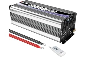 Cantonape 5000W Power Inverter 12V to 110V/120V DC to AC with LCD Display, Remote Controller and 4 x AC Outlets Car Adapter for Car Truck Boat RV Off Grid Solar System