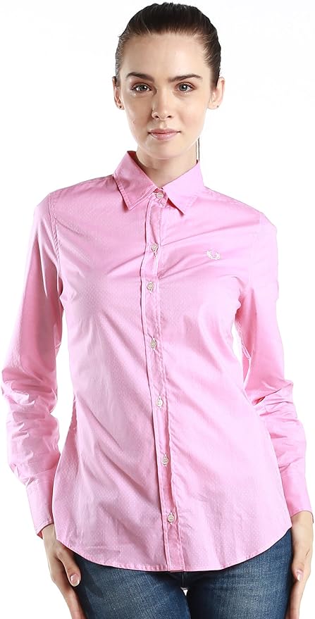 Fred Perryグリーンラベルレディースサーモンピンクwith Discreteドットシャツ Us サイズ S カラー ピンク シャツ ブラウス 通販 Amazon