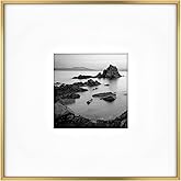MCS Master & Co. Foundry Metal 18x18 Matted Picture Frame with 8x8 Photo Display, Brass Vertical & Horizontal Wall Hanging Frame for Photos & Artwork (1-Pack)