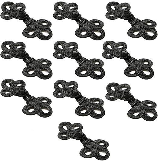 Closures & Connectors 3 large black Chinese Frogs fasteners jacket knot