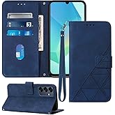 Moment Dextrad for Samsung A16 5G Case Wallet,Card Holder Slots Wrist Strap TPU Interior Protective Phone,Stand PU Leather Folio Flip Cases Cover for Galaxy A16 (Blue)