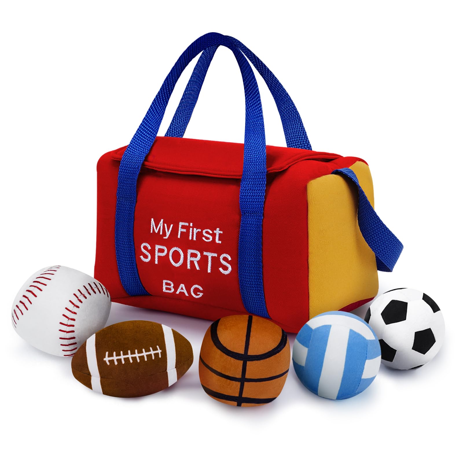 Xfrog Mini Sensory Balls for Babies, Soft Plush Baby Ball for Toddlers 0-12 Months, Sport Ball Toys with Travel Bag Gifts for Boys and Girls