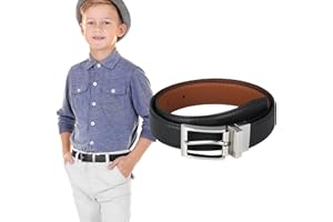 Monopa Reversible Kids Belts for Boys - Black and Brown Leather Belt for School Uniform Casual Jeans