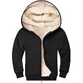 Gihuo Unisex Boy's Girls Winter Warm Sherpa Lined Zip Up Sweatshirt Fleece Jacket Kid's Hoodie Outerwear