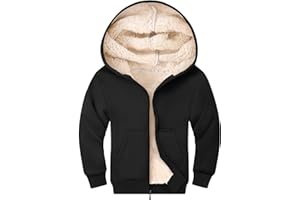 Gihuo Unisex Boy's Girls Winter Warm Sherpa Lined Zip Up Sweatshirt Fleece Jacket Kid's Hoodie Outerwear