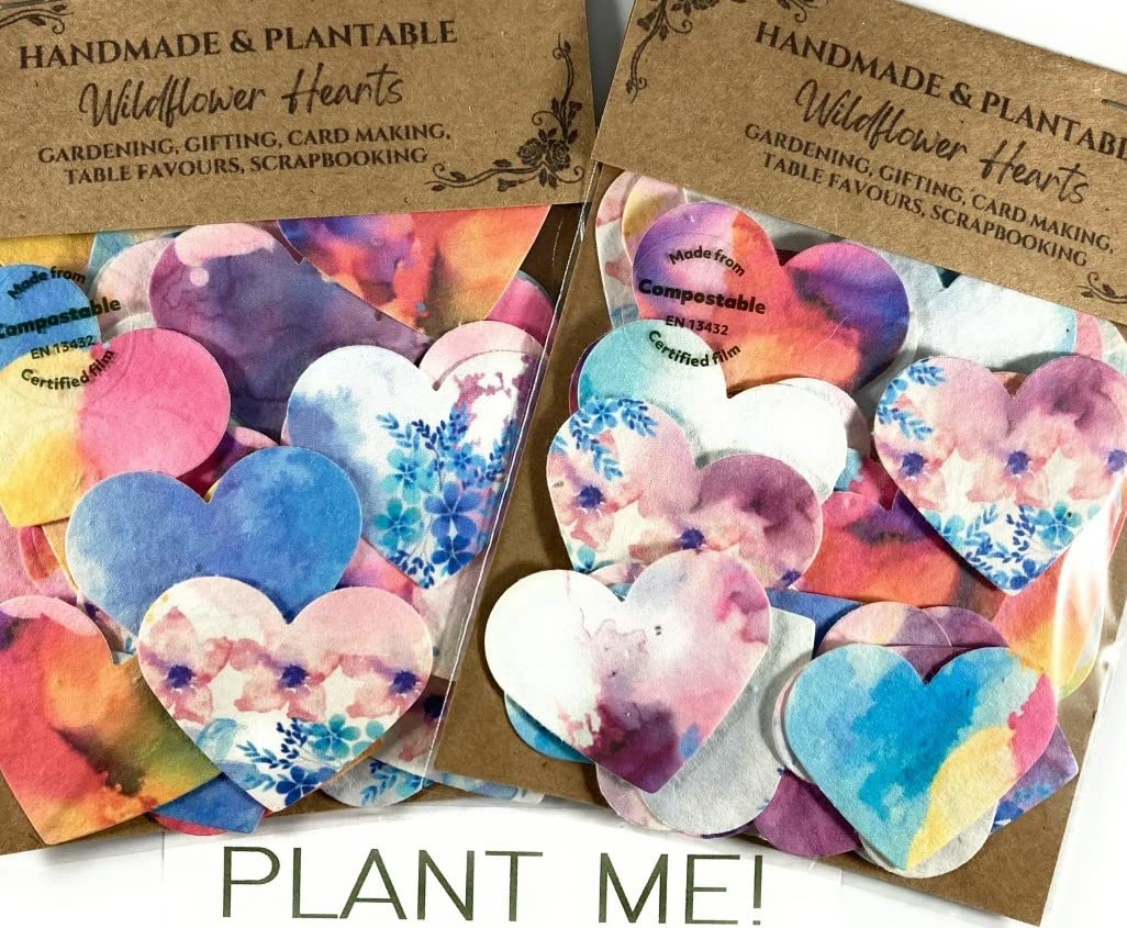 Plantable Wildflower Seed Hearts. 80 Seeded Shapes. Eco Friendly Gift. DIY Wedding Favours. Card Making & Craft. Funeral Memorial. Scrapbooking Card. Thank You Present. Seed Paper Cards.