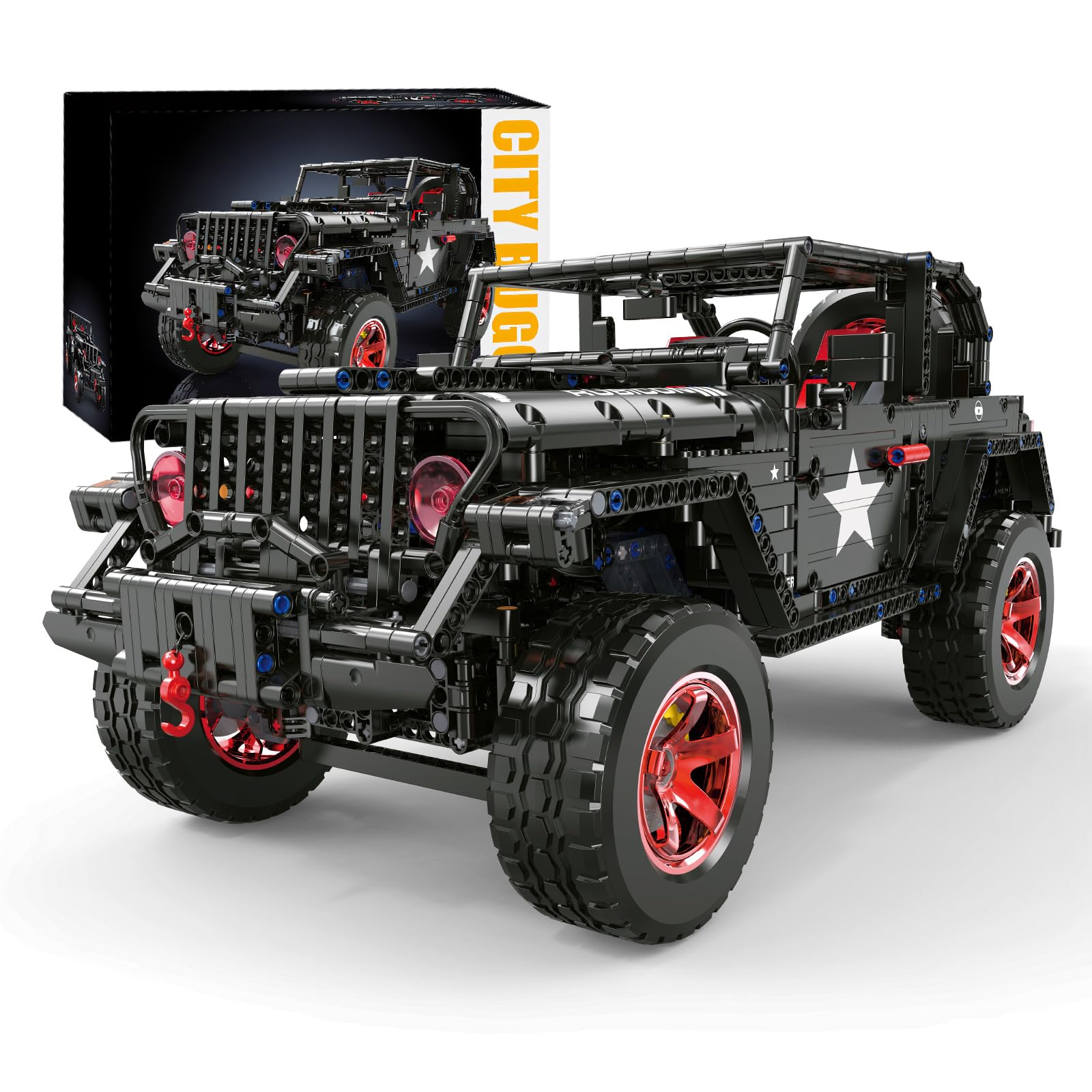 MOCBROPCS Off-Road SUV Wrangler Black Warrior Building Kits, 1/8 Scale Pickup Truck Car, Challenge Building Blocks Toys, Gift for Technical Enthusiasts Adults & Teens Boys Age 14+ (2272PCS)