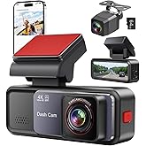 Dash Cam, 4K+2K Full HD Dash Cam Front and Rear, Dash Camera for Cars with Built-in 5GWiFi, 3.2” IPS Screen Dashcam, with 64GB Card, Night Vision, Loop Recording, G-Sensor, Parking Mode