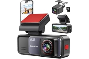 LGUEATI Dash Cam, 4K+2K Full HD Dash Cam Front and Rear, Dash Camera for Cars with Built-in 5GWiFi, 3.2” IPS Screen Dashcam, with 64GB Card, Night Vision, Loop Recording, G-Sensor, Parking Mode