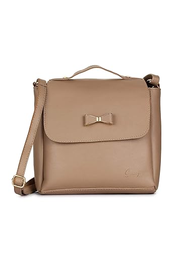 Vogue Street PU Sling Bag For Girls/Women - Beige